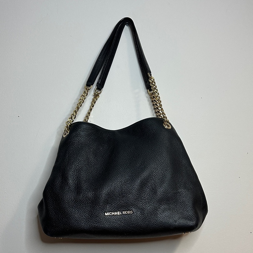 Michael Kors Black Shoulder Bag with Gold Chain